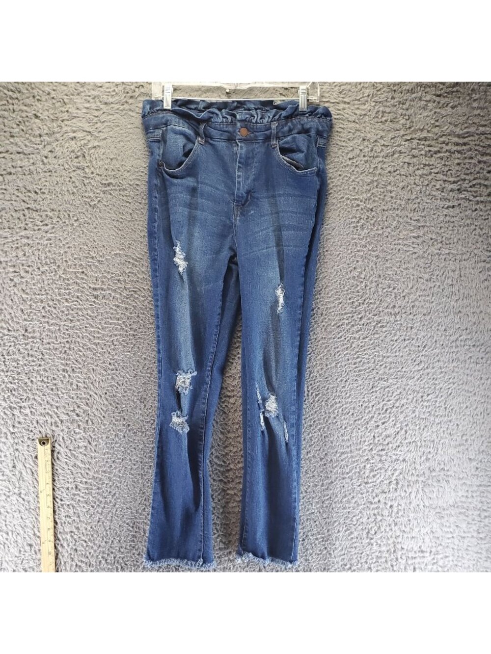 Black Label Jeans Womens Size 13 Blue Distressed Pull On Elastic Waistband